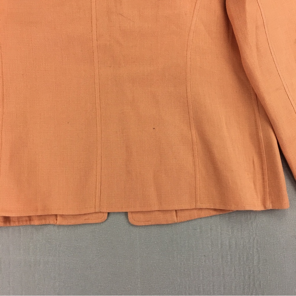Linda Allard Ellen Tracy Linen Jacket Women's Size 10 Open Front Lined  Salmon - Picture 10 of 13